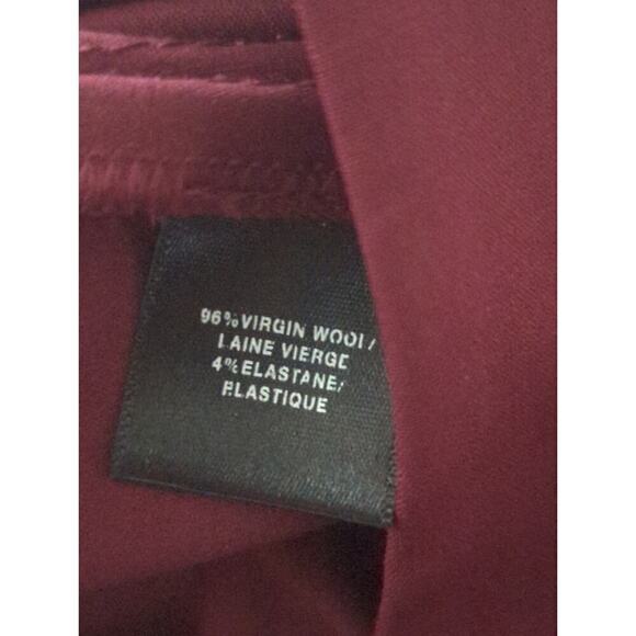 Lafayette 148 Burgundy Virgin Wool Blend Straight Leg Trouser Pants Size 10 - Picture 6 of 8